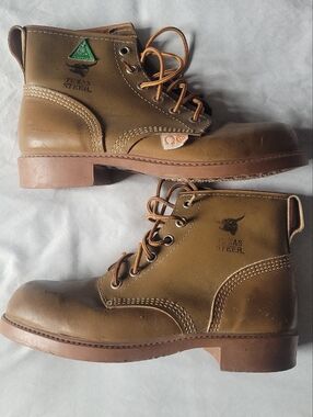 Vintage Texas Steer Work Boots with Lace-Up Detail